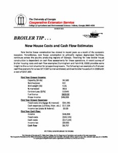 New House Costs and Cash Flow Estimates